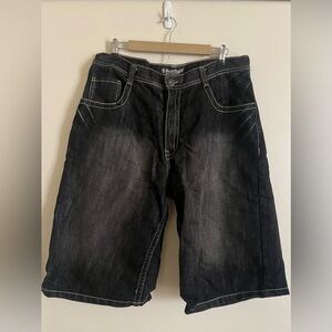 Southpole Black Denim Jean Shorts Jorts Size 36